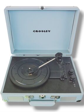 Portable Crosley Stereo Turntable Record Player Portable Suitcase Style Blue